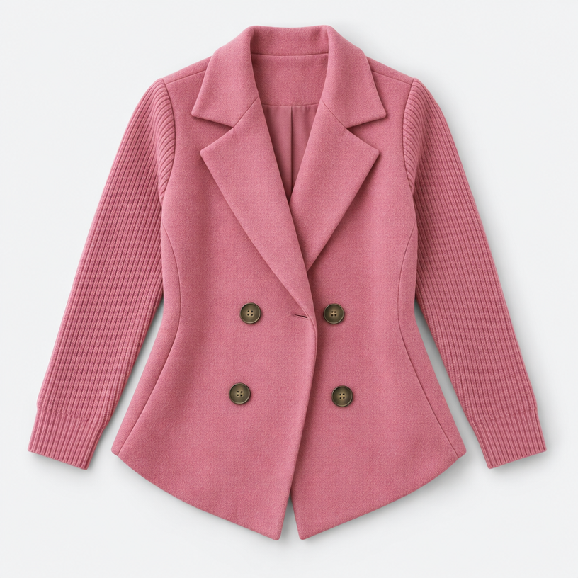 Damen Strickblazer mit Reverskragen – Regular Fit — Rosa