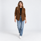 Damen Strickblazer mit Reverskragen – Regular Fit — Dunkelbraun