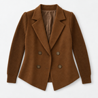 Damen Strickblazer mit Reverskragen – Regular Fit — Dunkelbraun