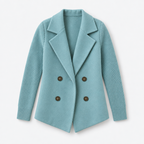 Damen Strickblazer mit Reverskragen – Regular Fit — Himmelblau