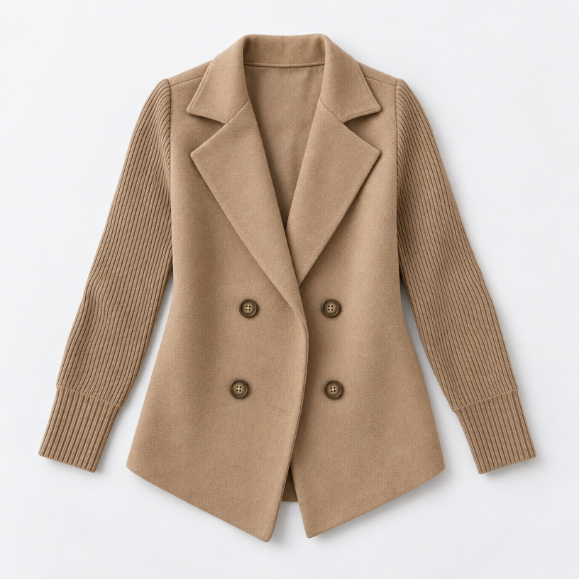 Damen Strickblazer mit Reverskragen – Regular Fit — Braun