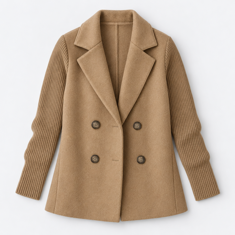 Damen Strickblazer mit Reverskragen – Regular Fit — Khaki
