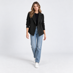 Damen Strickblazer mit Reverskragen – Regular Fit — Schwarz