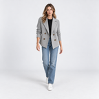 Damen Strickblazer mit Reverskragen – Regular Fit — Grau