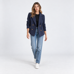 Damen Strickblazer mit Reverskragen – Regular Fit — Marineblau