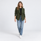 Damen Strickblazer mit Reverskragen – Regular Fit — Grün