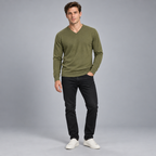 Herren Merino-Strickpullover mit V-Ausschnitt – Regular Fit — Hirsch