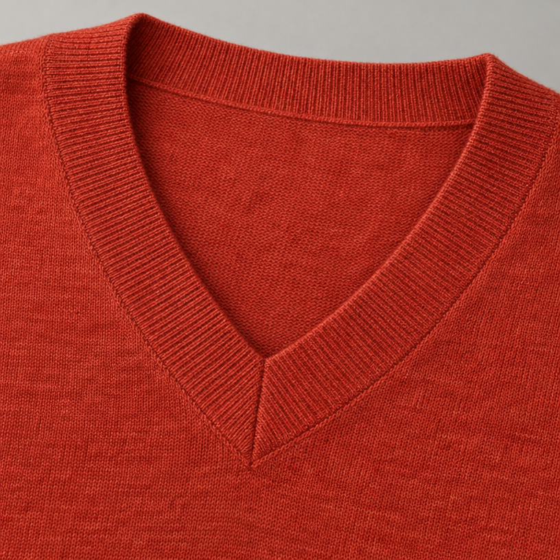 Herren Merino-Strickpullover mit V-Ausschnitt – Regular Fit — Bernstein (neues Orange)