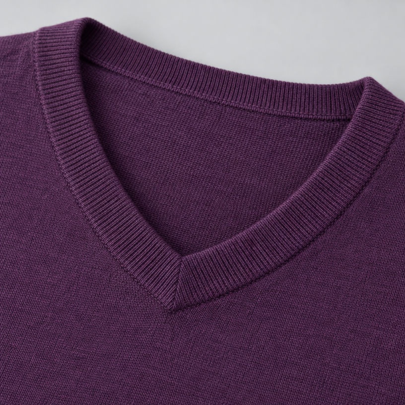 Herren Merino-Strickpullover mit V-Ausschnitt – Regular Fit — Maulbeere