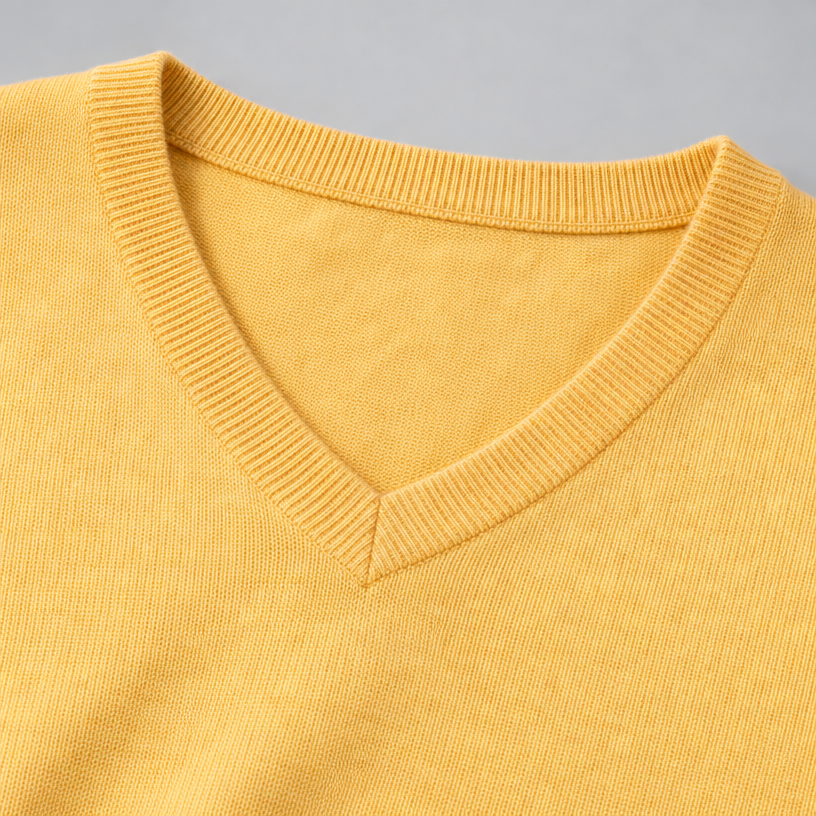 Herren Merino-Strickpullover mit V-Ausschnitt – Regular Fit — Zitrone (Gelb)