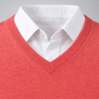 Herren Merino-Strickpullover mit V-Ausschnitt – Regular Fit — Himbeere