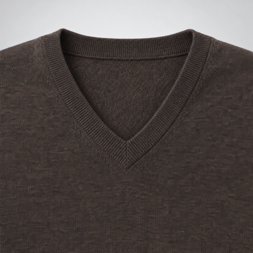 Herren Merino-Strickpullover mit V-Ausschnitt – Regular Fit — Dattel