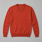 Herren Merino-Strickpullover mit V-Ausschnitt – Regular Fit — Bernstein (neues Orange)