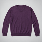 Herren Merino-Strickpullover mit V-Ausschnitt – Regular Fit — Maulbeere