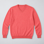Herren Merino-Strickpullover mit V-Ausschnitt – Regular Fit — Himbeere
