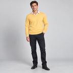 Herren Merino-Strickpullover mit V-Ausschnitt – Regular Fit — Zitrone (Gelb)