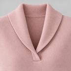 Damen Strickpullover mit Schalkragen und V-Ausschnitt – Relaxed Fit — Pink