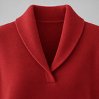 Damen Strickpullover mit Schalkragen und V-Ausschnitt – Relaxed Fit — Rot