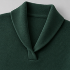 Damen Strickpullover mit Schalkragen und V-Ausschnitt – Relaxed Fit — Grün