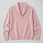 Damen Strickpullover mit Schalkragen und V-Ausschnitt – Relaxed Fit — Pink