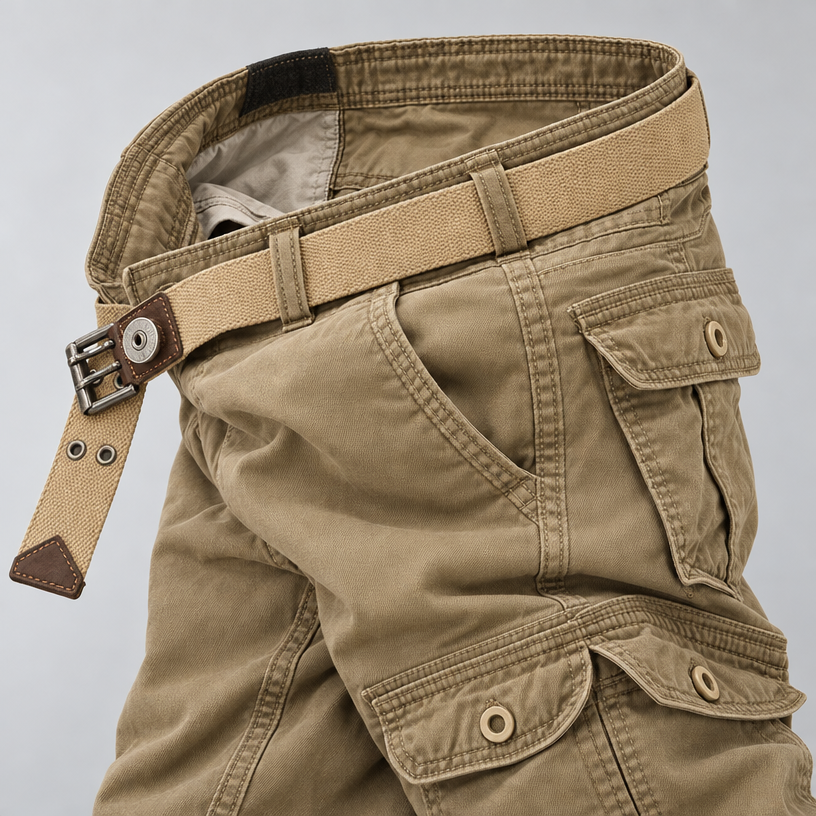 Herren Vintage-Cargohose mit Cargotaschen – Relaxed Fit — Kaki