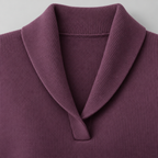 Damen Strickpullover mit Schalkragen und V-Ausschnitt – Relaxed Fit — Lila