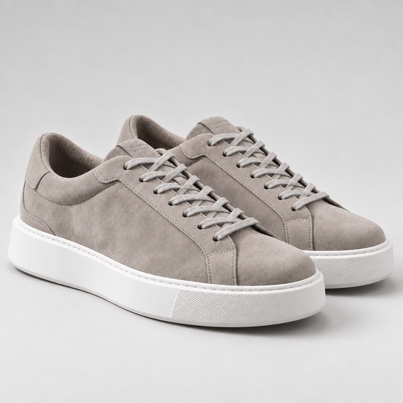 Herren Wildleder-Sneaker Low Top – Clean Fit — Grau