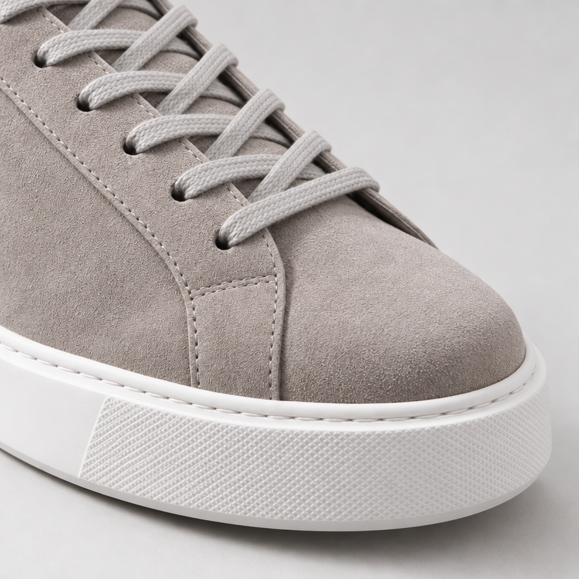 Herren Wildleder-Sneaker Low Top – Clean Fit — Grau