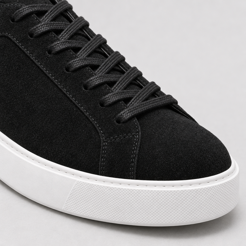 Herren Wildleder-Sneaker Low Top – Clean Fit — Schwarz