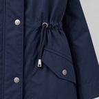 Damen Regenjacke mit Kapuze und Karofutter – Regular Fit — Marineblau