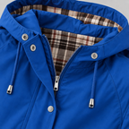 Damen Regenjacke mit Kapuze und Karofutter – Regular Fit — Blau