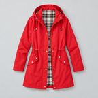 Damen Regenjacke mit Kapuze und Karofutter – Regular Fit — Rot