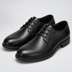Herren Derby-Schnürschuhe in Lederoptik – Regular Fit — Schwarz