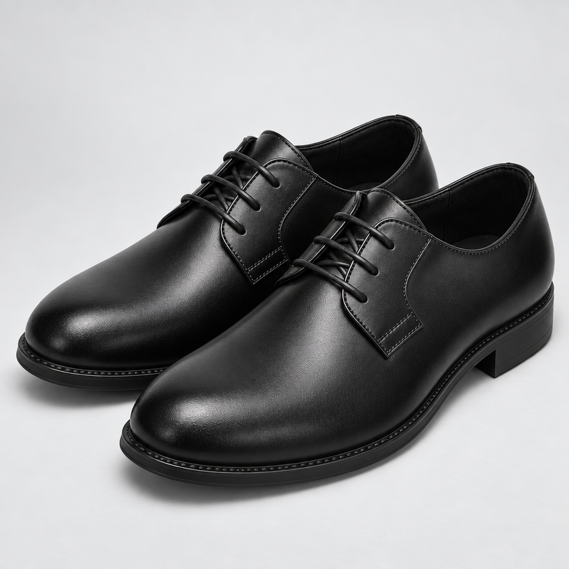 Herren Derby-Schnürschuhe in Lederoptik – Regular Fit — Schwarz