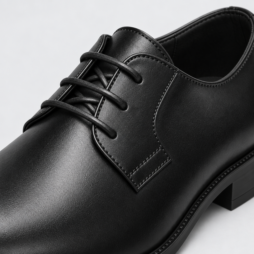 Herren Derby-Schnürschuhe in Lederoptik – Regular Fit — Schwarz