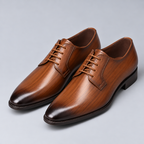 Herren Derby-Schnürschuhe in Lederoptik – Regular Fit — Braun