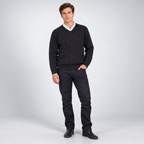 Herren Merino-Zopfstrickpullover mit V-Ausschnitt — Anthrazit