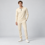 Herren Quarter-Zip-Trainingsanzug aus Polyester – Slim Fit — Khaki