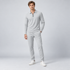 Herren Quarter-Zip-Trainingsanzug aus Polyester – Slim Fit — Grau