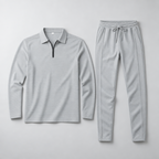Herren Quarter-Zip-Trainingsanzug aus Polyester – Slim Fit — Grau