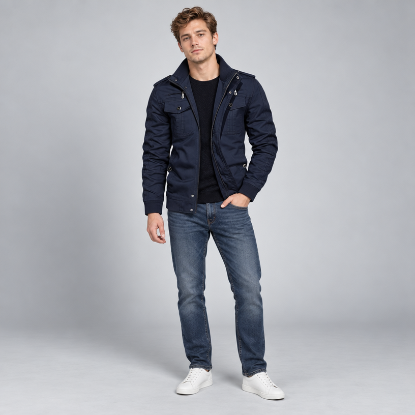 Herren Übergangsjacke mit Fleecefutter – Regular Fit — Marineblau