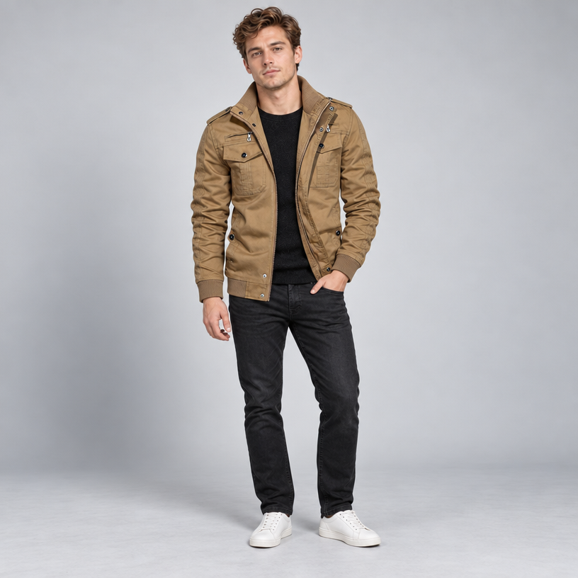 Herren Übergangsjacke mit Fleecefutter – Regular Fit — Khaki