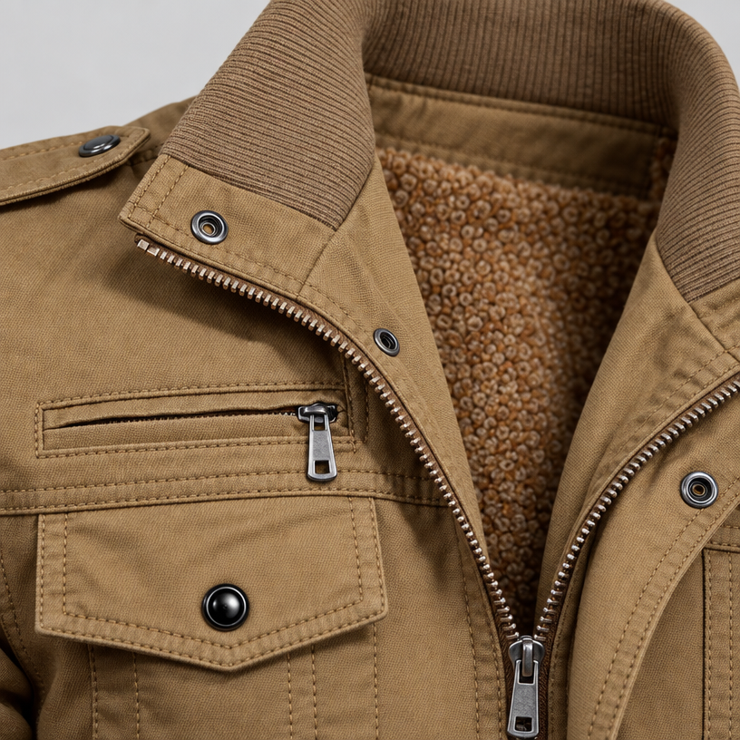 Herren Übergangsjacke mit Fleecefutter – Regular Fit — Khaki