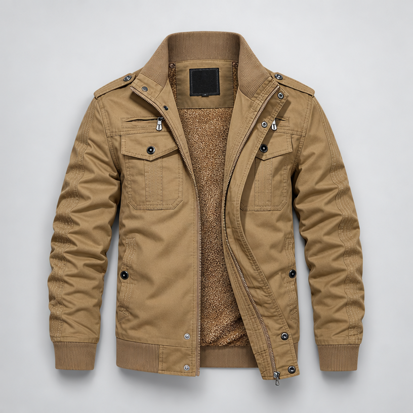 Herren Übergangsjacke mit Fleecefutter – Regular Fit — Khaki