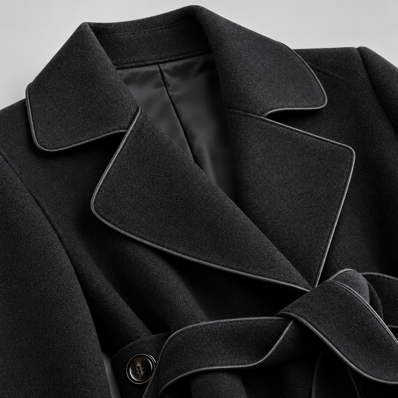 Damen Lang-Trenchcoat mit Bindegürtel – Relaxed Fit — Schwarz