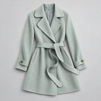 Damen Lang-Trenchcoat mit Bindegürtel – Relaxed Fit — Puderblau