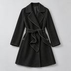 Damen Lang-Trenchcoat mit Bindegürtel – Relaxed Fit — Schwarz