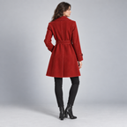 Damen Lang-Trenchcoat mit Bindegürtel – Relaxed Fit — Weinrot