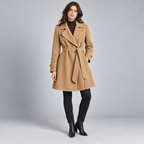 Damen Lang-Trenchcoat mit Bindegürtel – Relaxed Fit — Camel