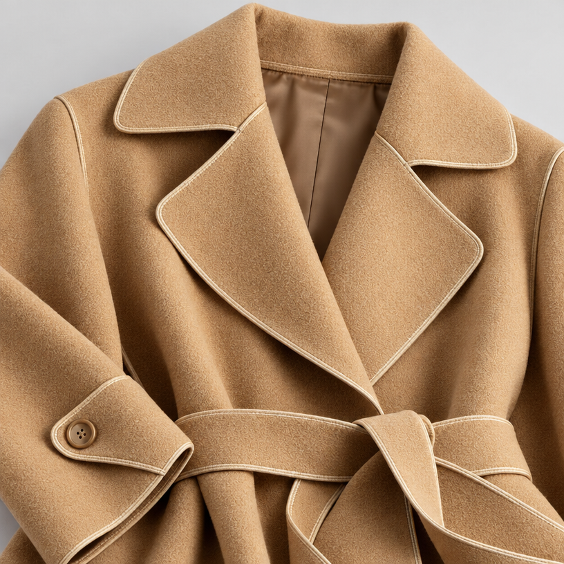 Damen Lang-Trenchcoat mit Bindegürtel – Relaxed Fit — Camel